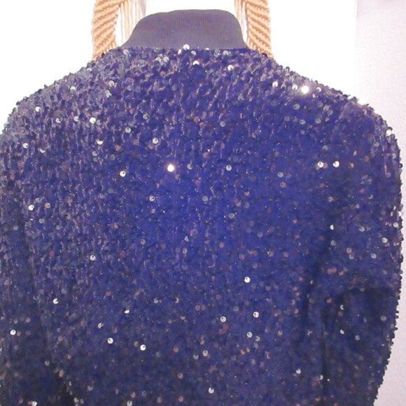 Madden NYC Black Velvet Sequin Bomber Jacket Size M Crop Whimsigoth Baddie Glam - Picture 9 of 12